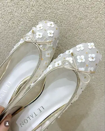 르 탈론 플라워 모티브 발레 슈즈 화이트 23.0cm