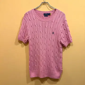 POLO RALPH LAUREN 반팔 스웨터 케이블 짜임 피마 코튼