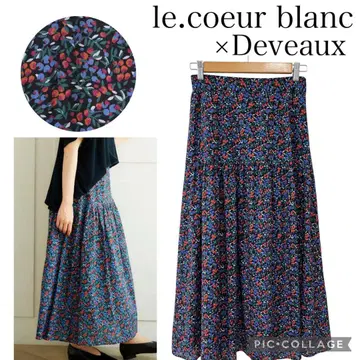 새상품급 르블랑 x Deveaux 꽃무늬 캉캉 스커트 38 일본제