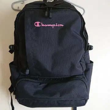 Champion 블랙 백팩 핑크 자수 로고