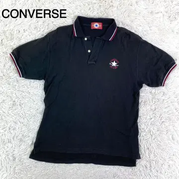 CONVERSE 블랙 컬러 로고 자수 피케 셔츠