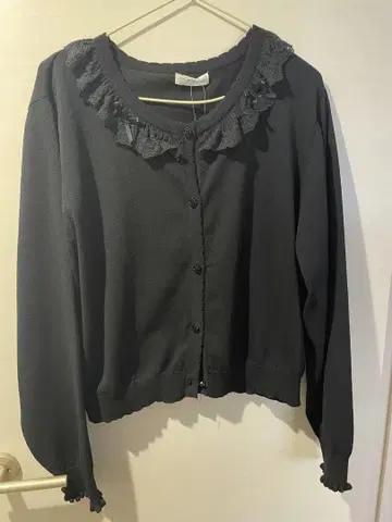 시마무라 x 아오키 미사코 가디건 프릴 리본 4L 블랙