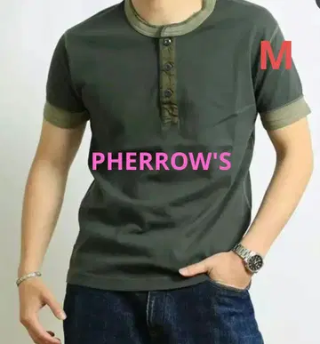 PHERROW'S 일본제 차콜 남성용 티셔츠 M 미사용 새상품