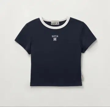 SATUR Apero Crop Ringer T-Shirt - Navy