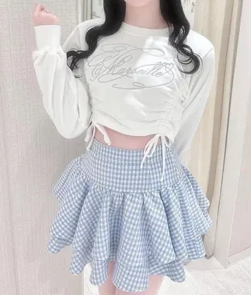 evelyn 볼륨 티어드 SK 깅엄 체크 블루 에블린