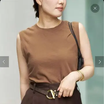 Plage High twist cotton 탱크 카멜 슬리브리스