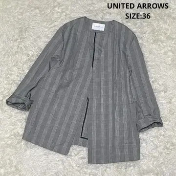 UNITED ARROWS 오버사이즈 글렌체크 노카라 재킷