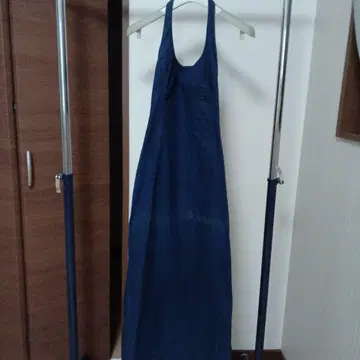 원 숄더 데님 원피스
