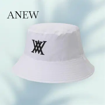 새상품 택 포함 S 사이즈 ANEW 로고 버킷햇 화이트 리버서블
