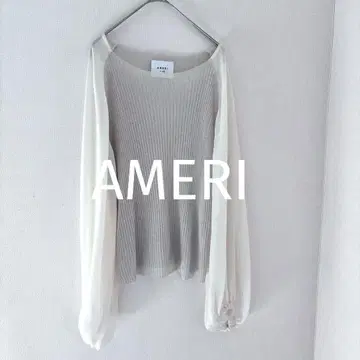 AMERI 리브 시폰 상의 베이지
