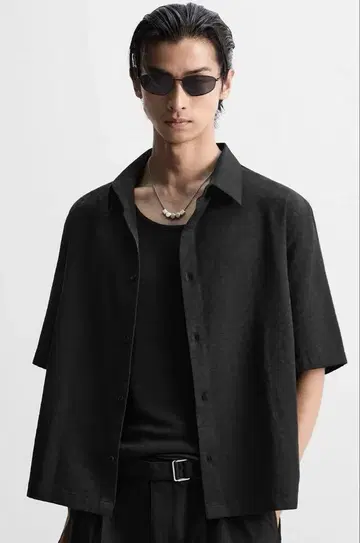 ZARA 애니멀 자카드 셔츠 L 릴랙스 핏 자라