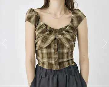 moussy LAYERED GATHERED CHECK 블라우스