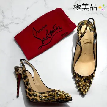 Christian Louboutin 슬링백 힐 레오파드 무늬