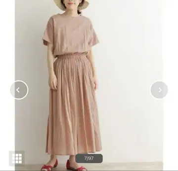 새상품 어반 리서치 도어스 코튼 보일 개더 원피스 M 핑크