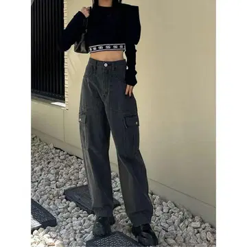 rienda (리엔다) 오버 포켓 JW DENIM PT BLK