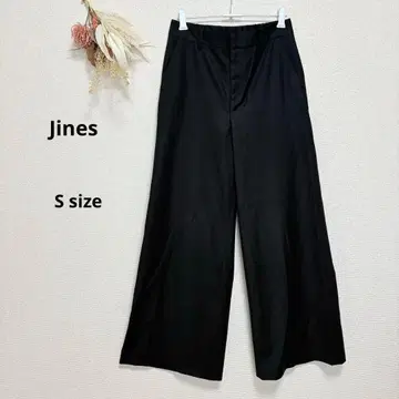 지네스 Jines 와이드 팬츠 블랙 S 36 일본제 허리밴딩