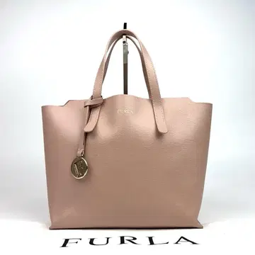 컨디션 최상 훌라 샐리 토트백 사피아노 가죽 핑크 베이지