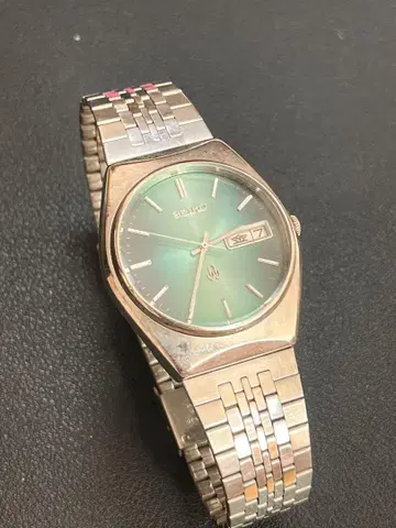 SEIKO 그린 다이얼 손목시계 작동 미확인 정크품 취급
