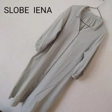 SLOBE IENA 코튼 100% 모스그린 셔츠 원피스 7부 소매 M
