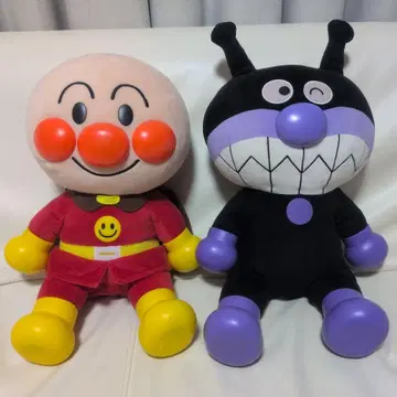 처음으로 말하는 호빵맨, 세균맨 봉제 인형 2개 세트