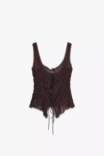 ZARA 리본 개더 상의
