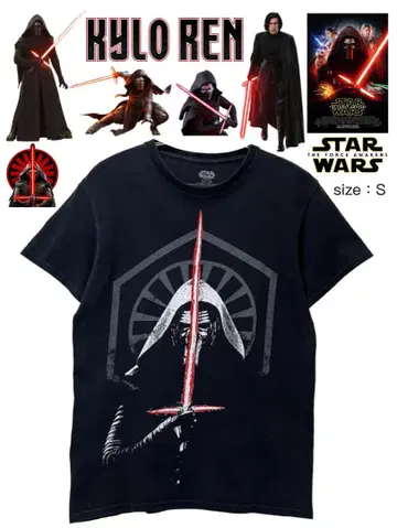 KYLO REN STAR WARS 티셔츠 S 블랙 USA 구제 의류