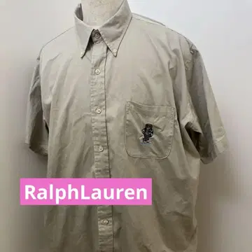 [Ralph Lauren] 베이지 반팔 셔츠 자수 포켓 부착