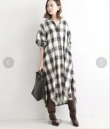 IENA 체크 넬 셔츠 원피스 미품