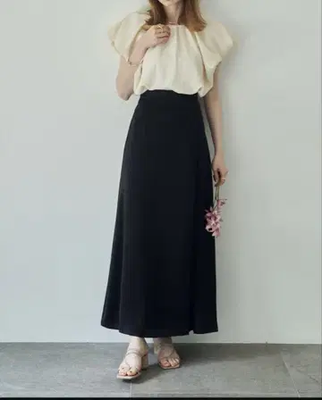 hinari 새틴 턱 스커트 블랙 S