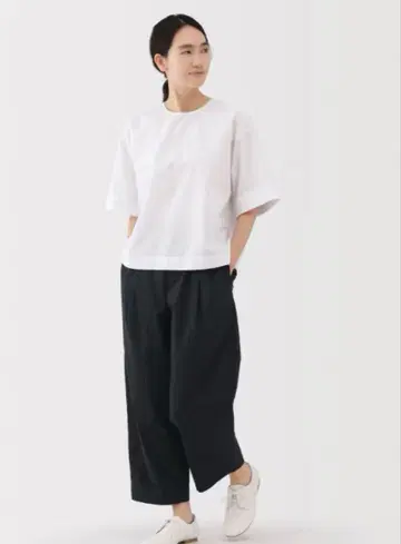 양품 잘 마르는 브로드 와이드 테이퍼드 팬츠 블랙 스트라이프 L 프리크스