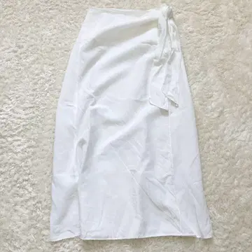 에블 린넨 블렌드 랩스커트 화이트 38