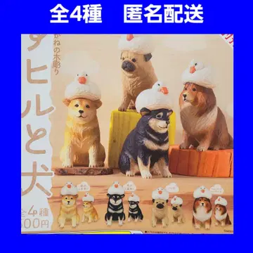 총 4종 아카네의 나무 조각 오리와 개 가챠 피규어