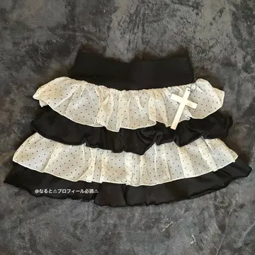 위시코어 darkcore 티어드 미니 스커트 물방울 프릴 도트