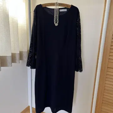 네이비 A라인 드레스 레이스 소매 XXL