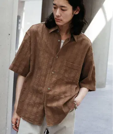 WYM GAUZE MESH CHECK H/S SHIRTS S 사이즈