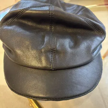 양가죽 블랙 가죽 헌팅캡