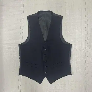 블랙 포멀 베스트 싱글 브레스트 5버튼 수트 이너