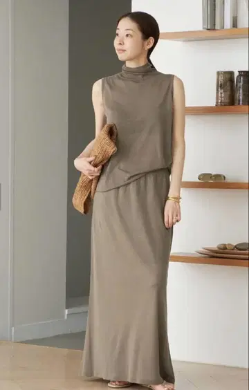 plage silk/linen long 스커트