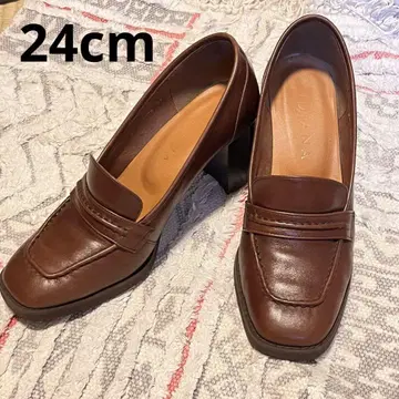 DIANA 브라운 가죽 로퍼 24cm 7cm 힐