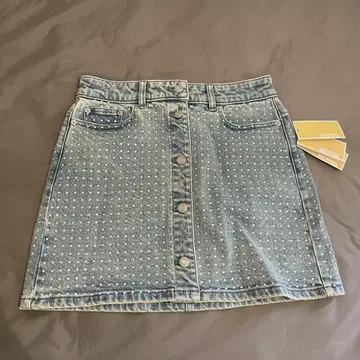 마이클코어스 데님 스커트 미니 스커트 큐빅