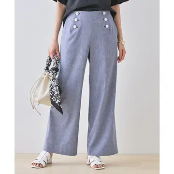 새상품급 중고 INDIVI 버튼 마린풍 와이드 팬츠 (36) 블루