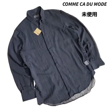 COMME CA DU MODE 썸머 울 시스루 긴팔 셔츠 블랙 84740
