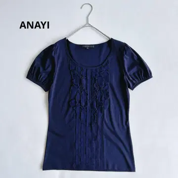 ANAYI 아나이 반팔 컷소 상의 프릴 퍼프 슬리브 네이비 38