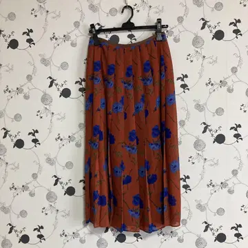 언타이틀 플라워 쉬폰 플리츠 스커트