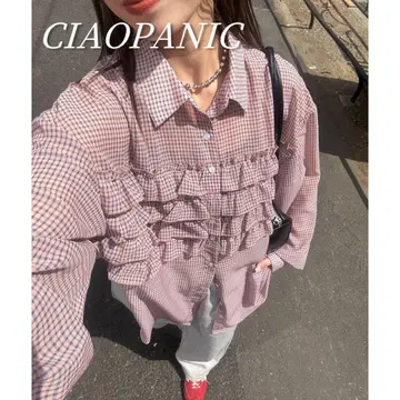 CIAOPANIC 차오패닉 프릴 도킹 오버 셔츠 / 시어 긴팔