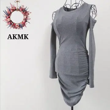 AKMK 오프숄더 원피스 발레코어 타이트 개더 M