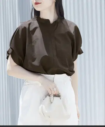 JOURNAL STANDARD L'ESSAGE 턱 슬리브 셔츠 브라운