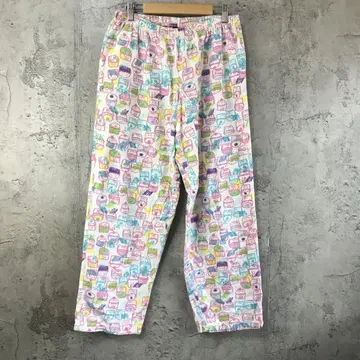 Y5372 구제 의류 패턴 팬츠 파자마 팬츠 화이트 90s Y2K
