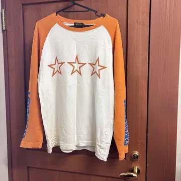 vanson 긴팔 티셔츠 오렌지/화이트