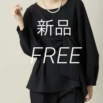 새상품 ITS' DEMO 트윌 블라우스 블랙 긴팔 셔츠 블라우스 매듭